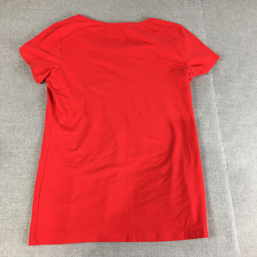 H&M Womens T-Shirt Size M Red Short Sleeve Stretch Fabric Top