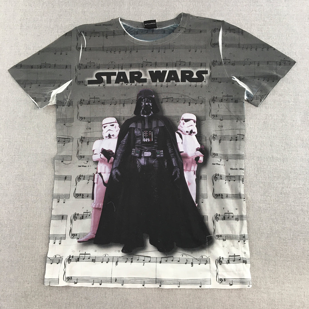 Star Wars Kids Boys T-Shirt Youth Size M Grey Darth Vader Music Top