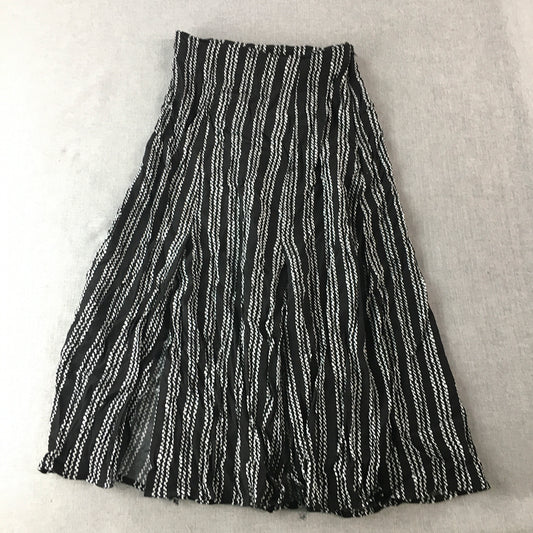 French Connection Womens A-Line Skirt Size 6 Black Striped Midi