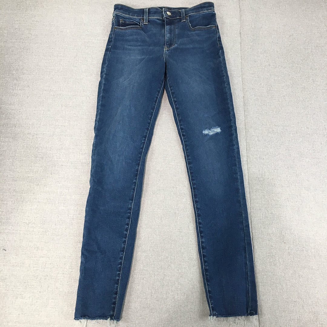 Uniqlo Womens Skinny Jeans Size 24 Blue Dark Wash Stretch Fabric Denim