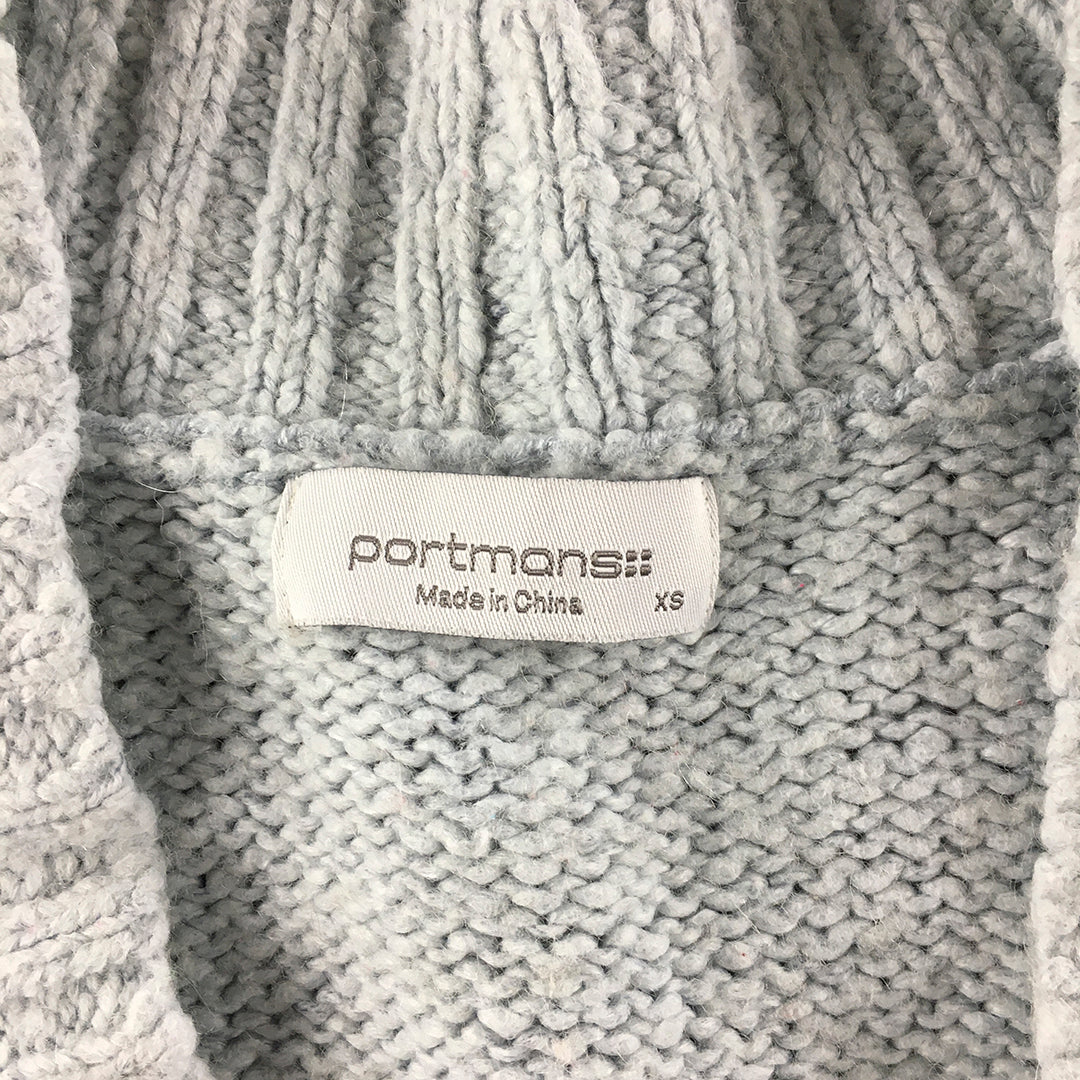 Portmans Womens Wool Sweater Size XS Grey V-Neck Knit Pullover Jumper