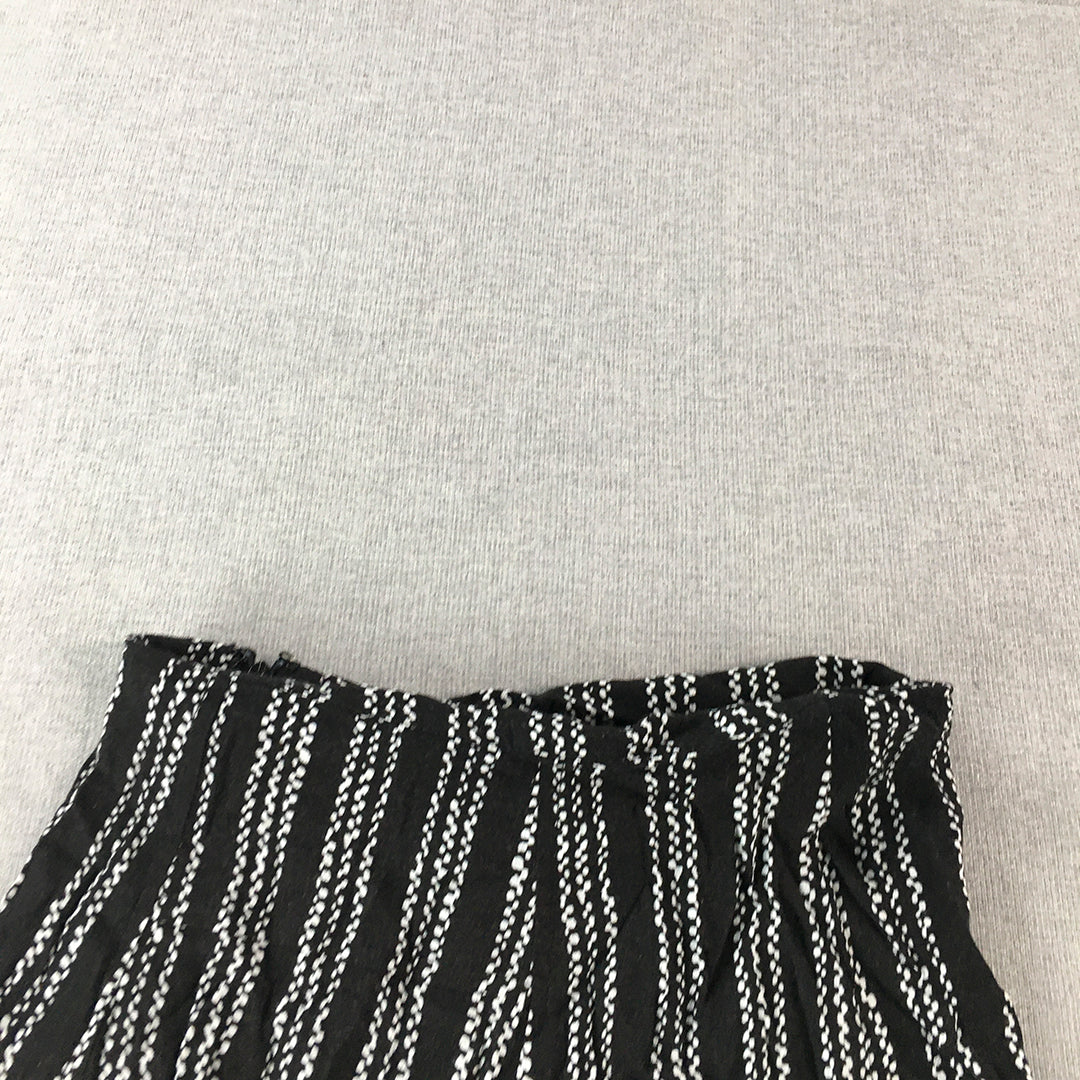 French Connection Womens A-Line Skirt Size 6 Black Striped Midi