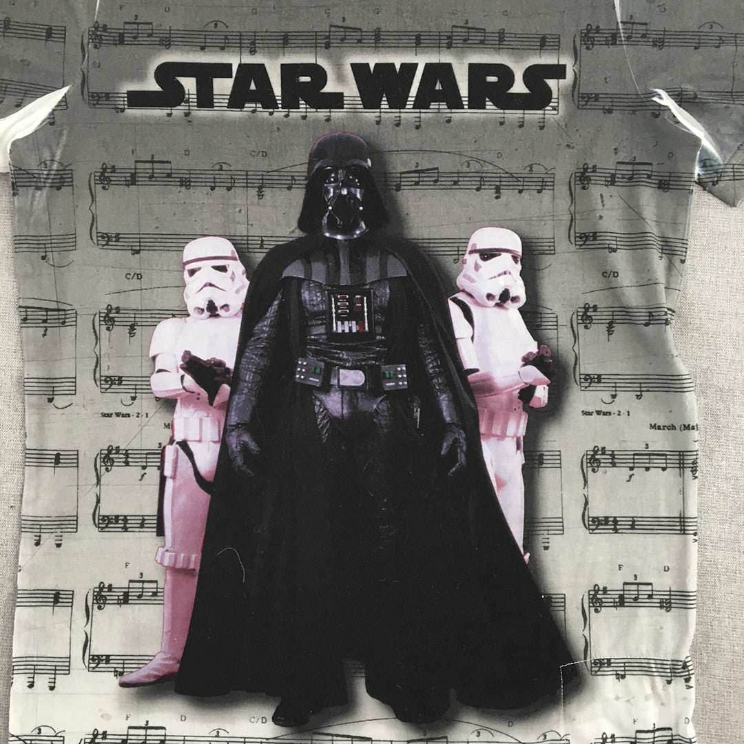 Star Wars Kids Boys T-Shirt Youth Size M Grey Darth Vader Music Top