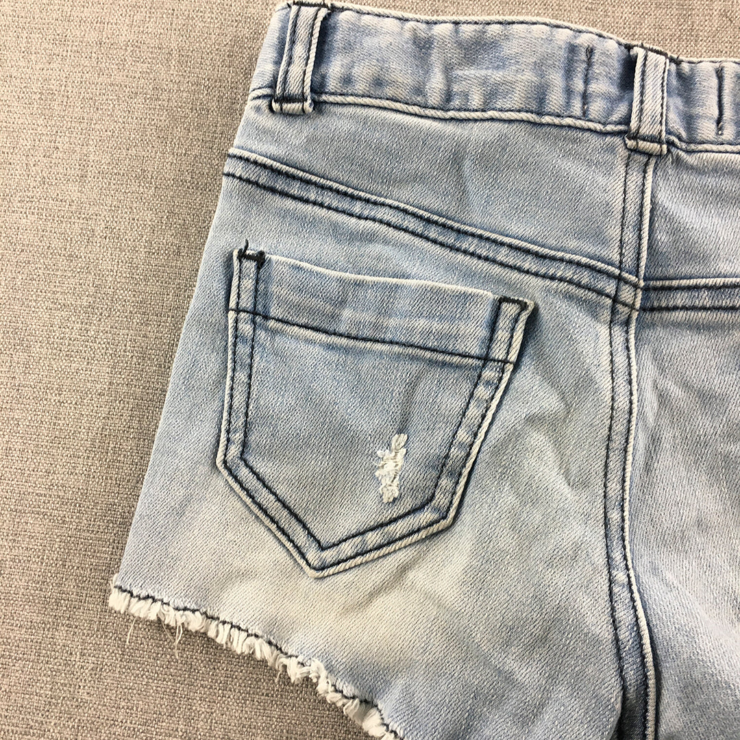 Country Road Kids Girls Denim Shorts Size 4 Blue Distressed Pockets