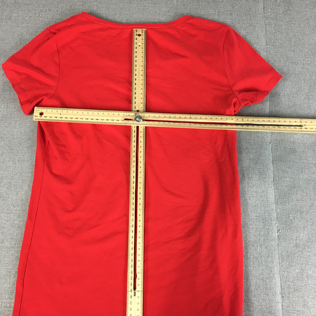 H&M Womens T-Shirt Size M Red Short Sleeve Stretch Fabric Top