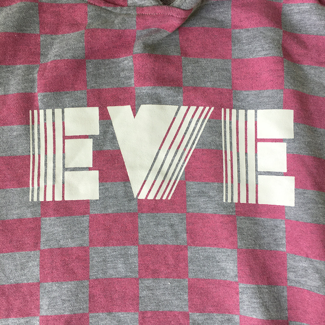 All About Eve Womens Sweater Size 10 Pink Grey Logo Hoodie Pullover Jumper