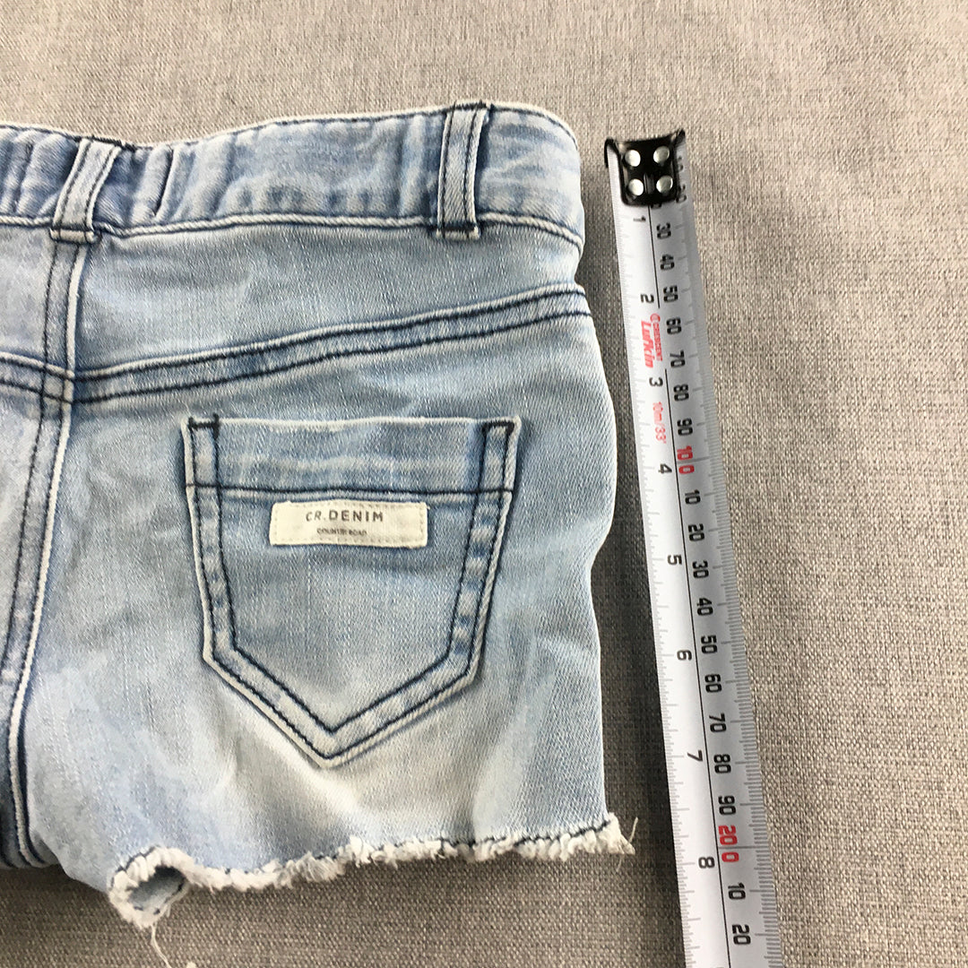 Country Road Kids Girls Denim Shorts Size 4 Blue Distressed Pockets