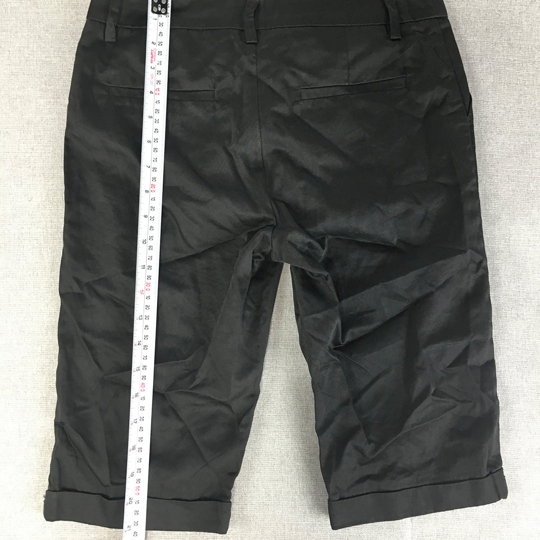 Billions & Trillions Womens Bermuda Shorts Size 8 Black Waxed