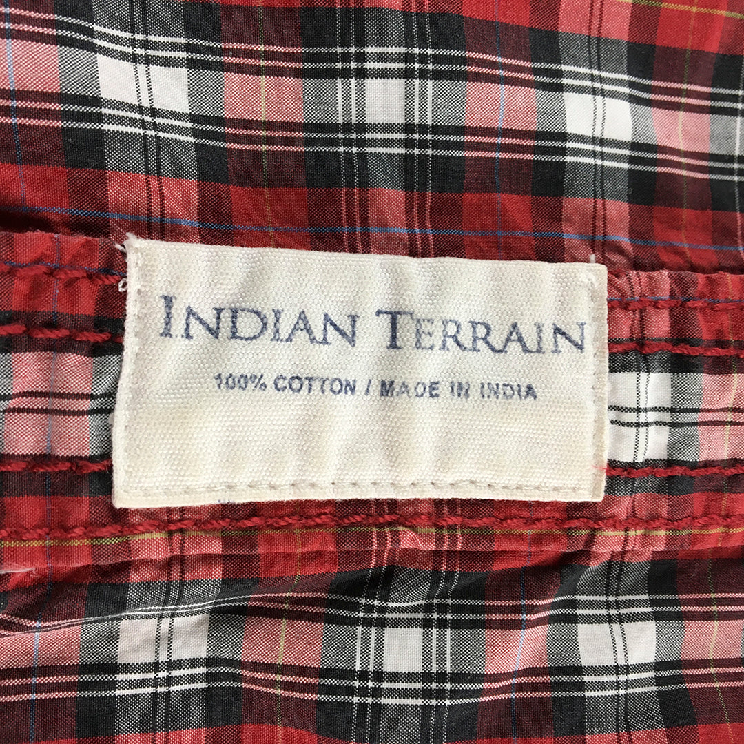 Indian Terrain Mens Shirt Szie M Red Checkered Short Sleeve Button-Up Collared