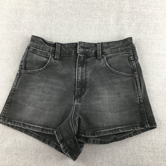 Wrangler Womens Denim Shorts Size 9 Black Pockets Hi Cheeky