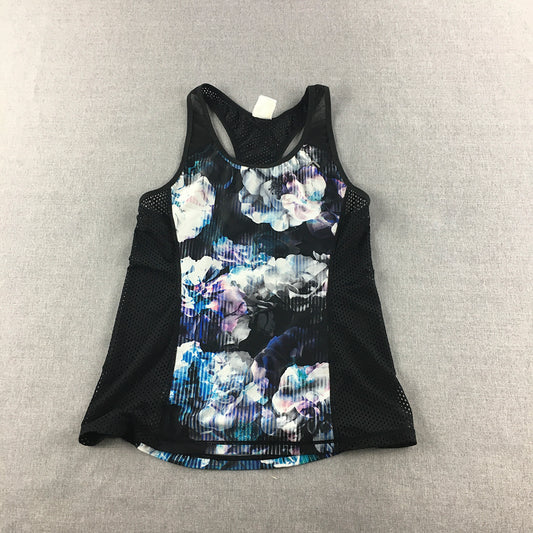 Rock Wear Womens Tank Top Size 10 Black Floral Sleeveless Shirt