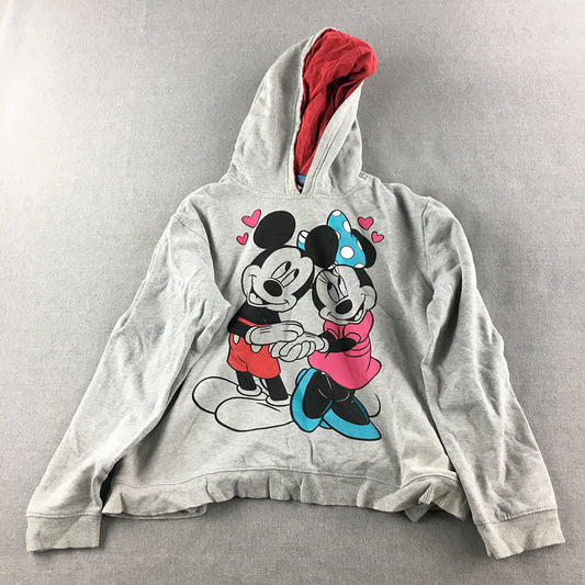 Disney Mickey & Minnie Mouse Kids Girls Hoodie Size 12 Grey Jumper Sweater