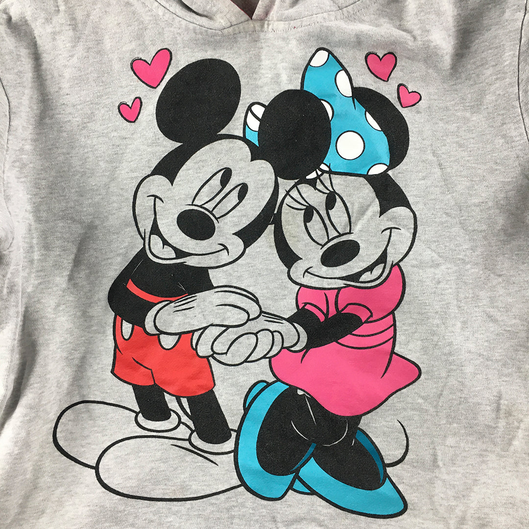 Disney Mickey & Minnie Mouse Kids Girls Hoodie Size 12 Grey Jumper Sweater