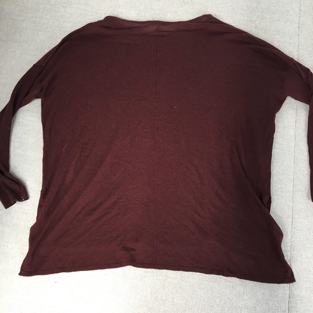 H&M Mens Knit Sweater Size L Maroon Red Crew Neck Lightweight Jumper