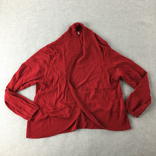 Diana Ferrari Womens Cardigan Sweater Size 12 Red Shawl Neck Knit