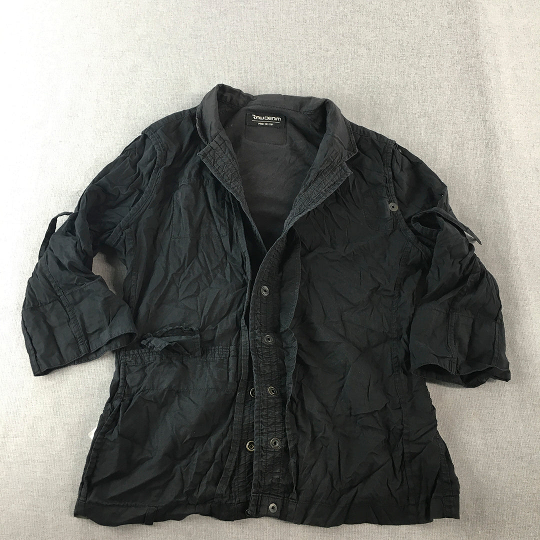 G-Star Raw WWomens Overshirt Size M Black Pearl-Snap Button Collared Denim