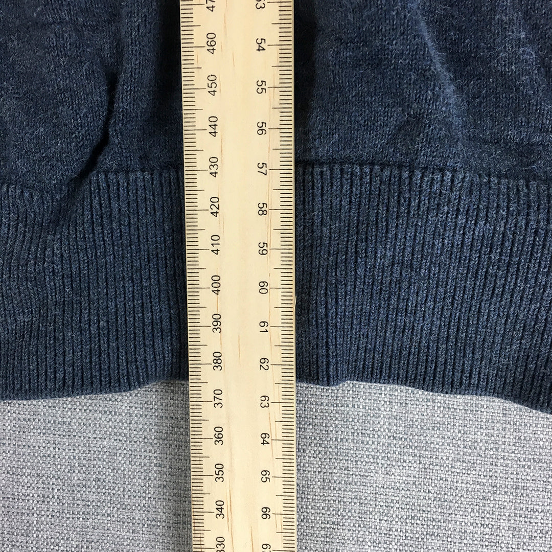 Nautica Mens Knit Sweater Size L Blue 1/4 Zip Logo Mock Neck Pullover Jumper