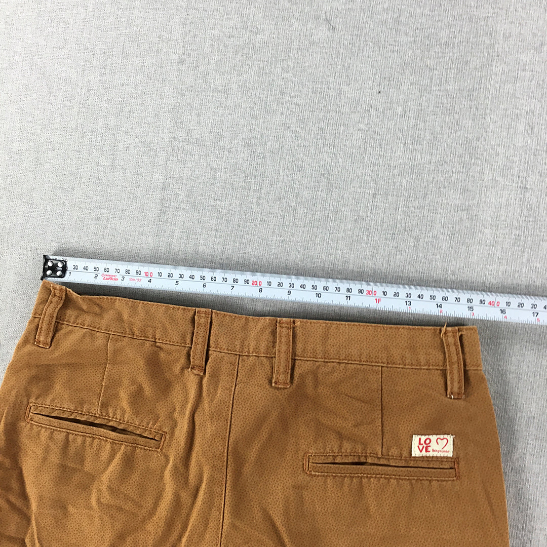 Being Human Mens Chino Shorts Size L Brown Skinny Pockets Casual Walking