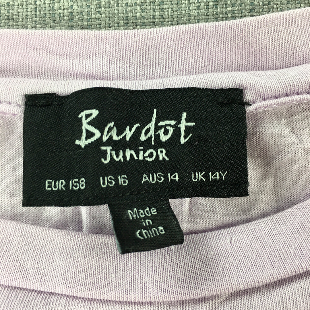 Bardot Junior Kids Girls T-Shirt Size 14 Pink Short Sleeve Lace Up Top