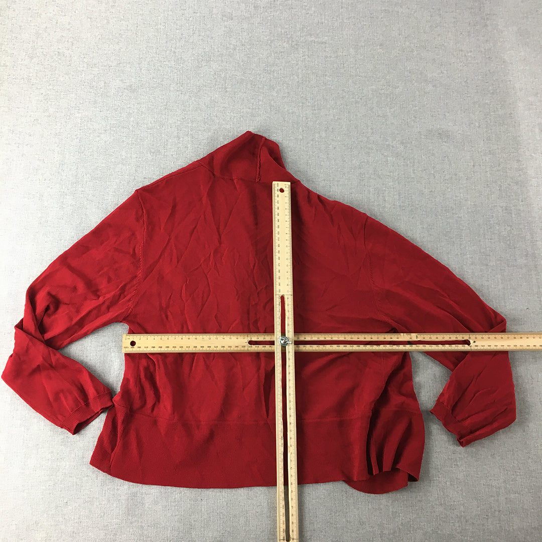 Diana Ferrari Womens Cardigan Sweater Size 12 Red Shawl Neck Knit