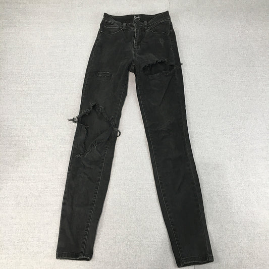 Bardot Womens Skinny Jeans Size 25 Black Distressed Stretch Denim Ripped