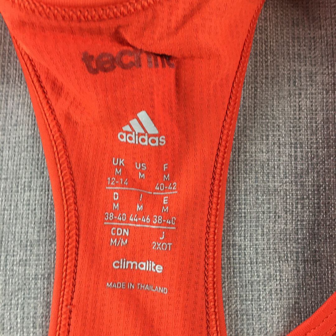 Adidas Womens Sports Bra Size M Orange Logo Sleeveless Activewear Top