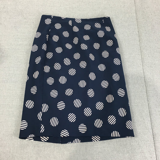 Review Womens Midi Skirt Size 10 Blue Dot Straight Pencil