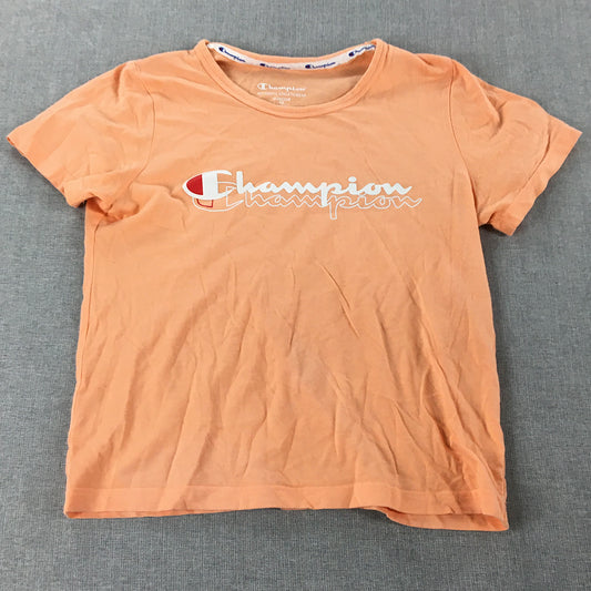 Champion Kids Girls T-Shirt Size 10 Orange Logo Short Sleeve Top