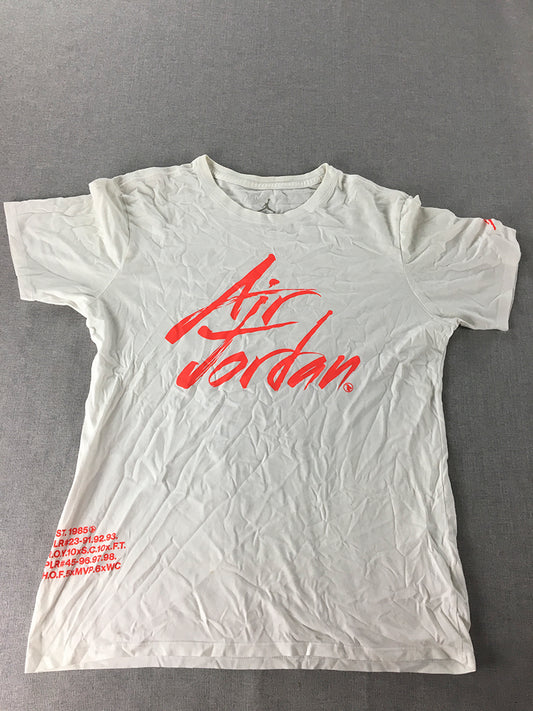 Nike Air Jordan Womens T-Shirt Size M White Big Logo Short Sleeve Top