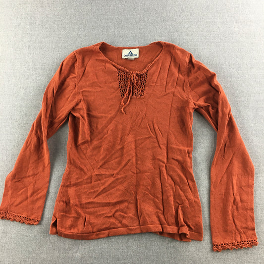 Colorado Womens Top Size XS Orange Long Sleeve Knit Pullover Shirt