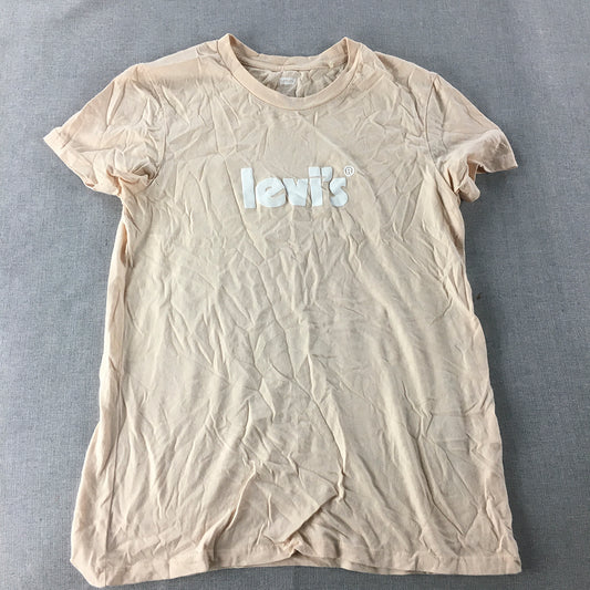 Levi's Womens T-Shirt Size XS Cream Beige Logo Short Sleeve Top