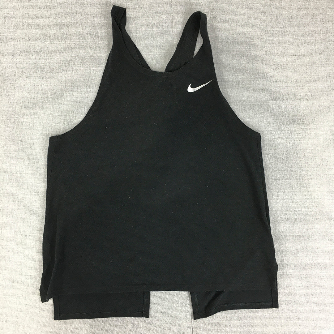 Nike Womens Tank Top Size S Black Swoosh Logo Athletic Gym Singlet Shirt