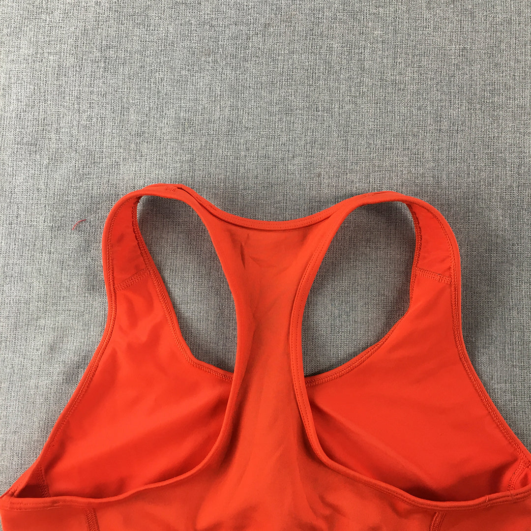 Adidas Womens Sports Bra Size M Orange Logo Sleeveless Activewear Top