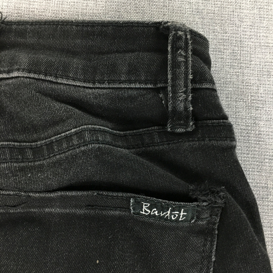 Bardot Womens Skinny Jeans Size 25 Black Distressed Stretch Denim Ripped