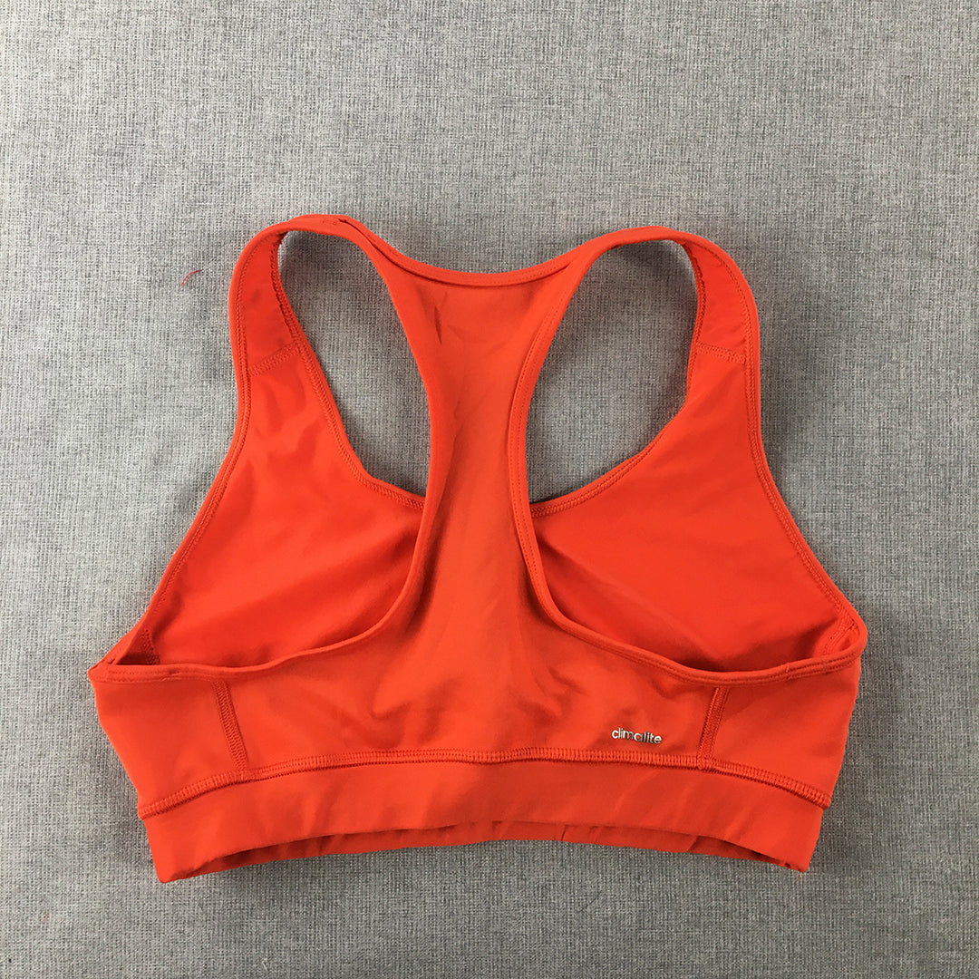 Adidas Womens Sports Bra Size M Orange Logo Sleeveless Activewear Top