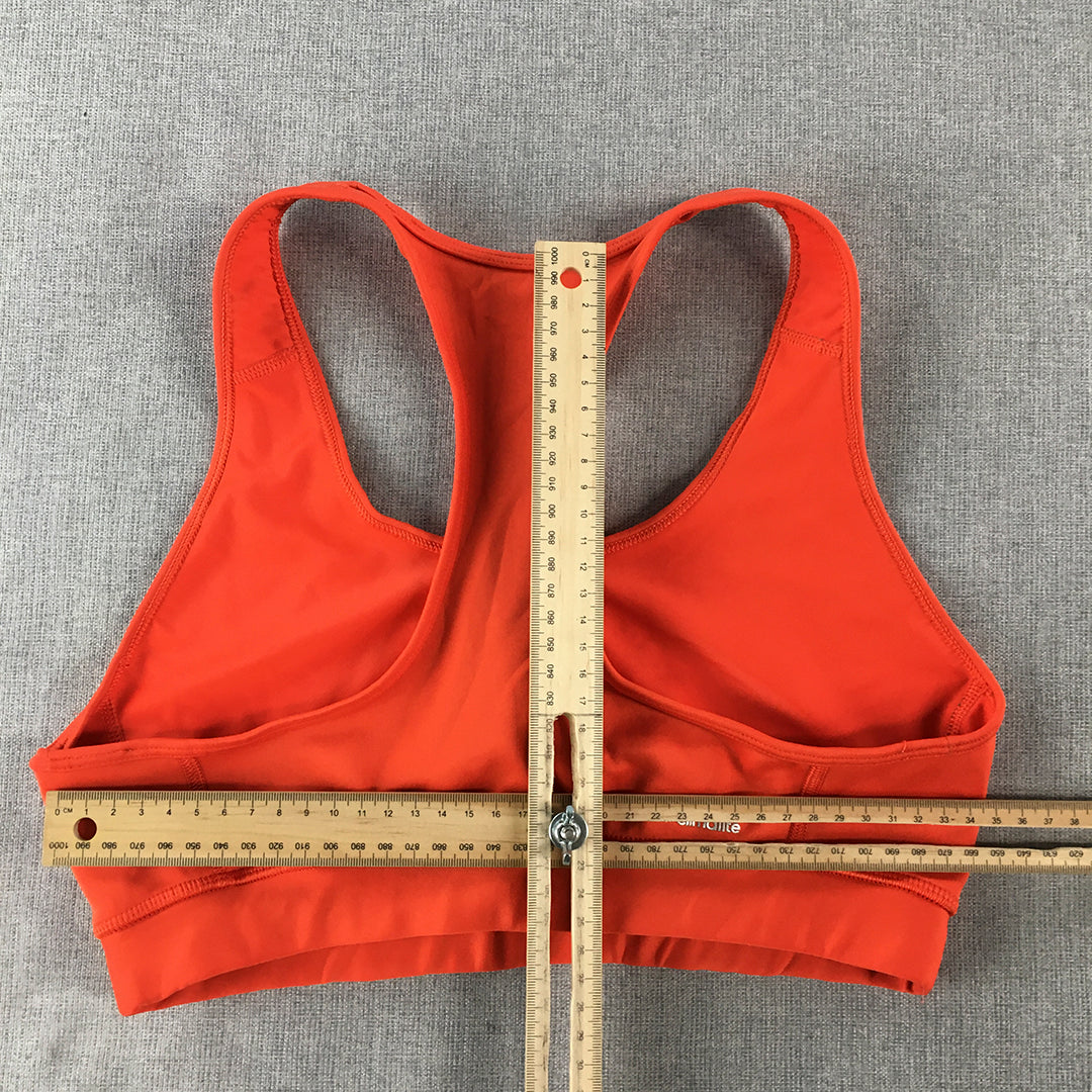 Adidas Womens Sports Bra Size M Orange Logo Sleeveless Activewear Top