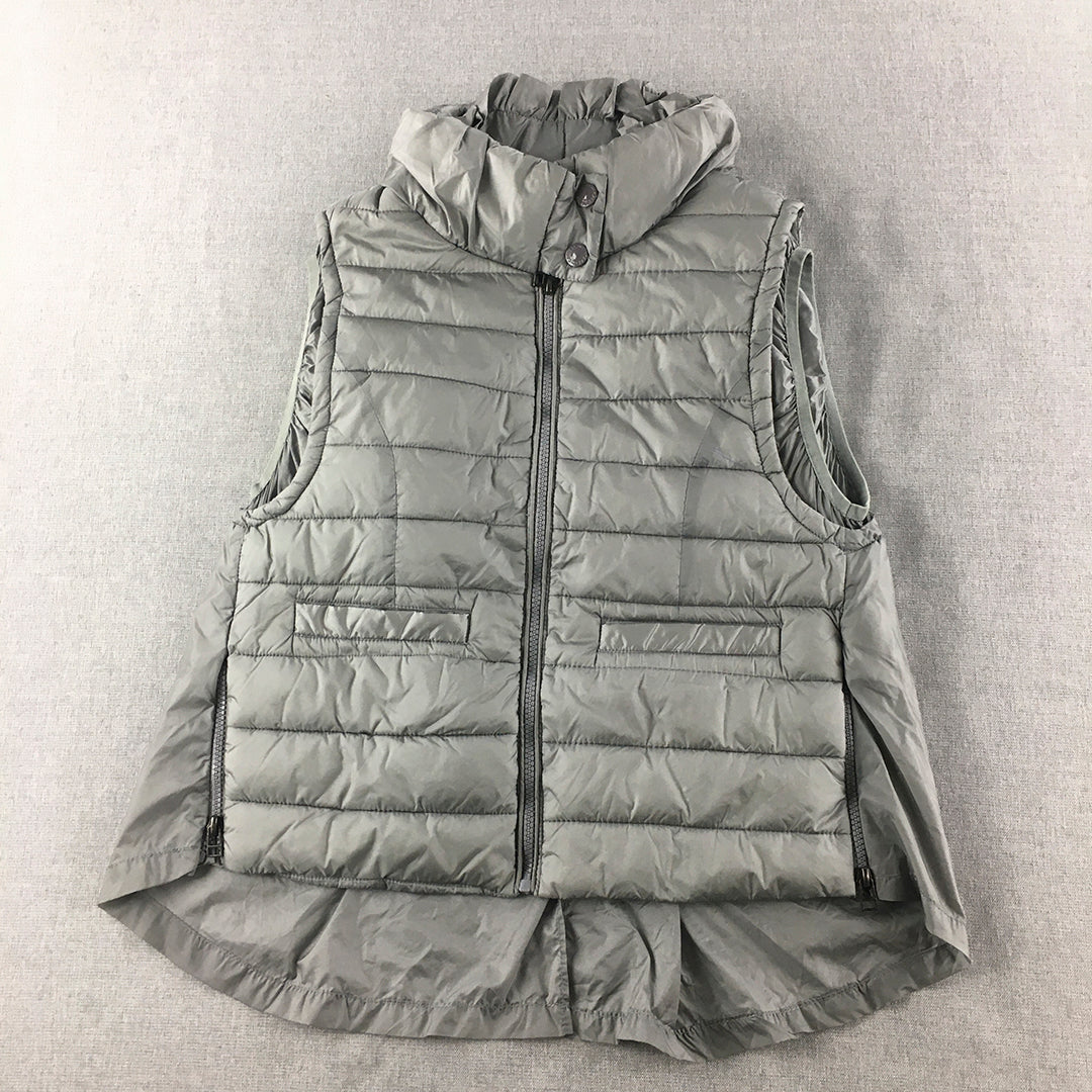 YYLY Womens Puffer Vest Size L Grey Quilted Sleeveless Zip-Up Jacket Pockets