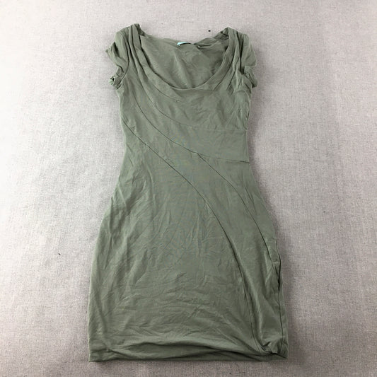 Kookai Womens Mini Dress Size 1 Green Stretch Bodycon Short Sleeve