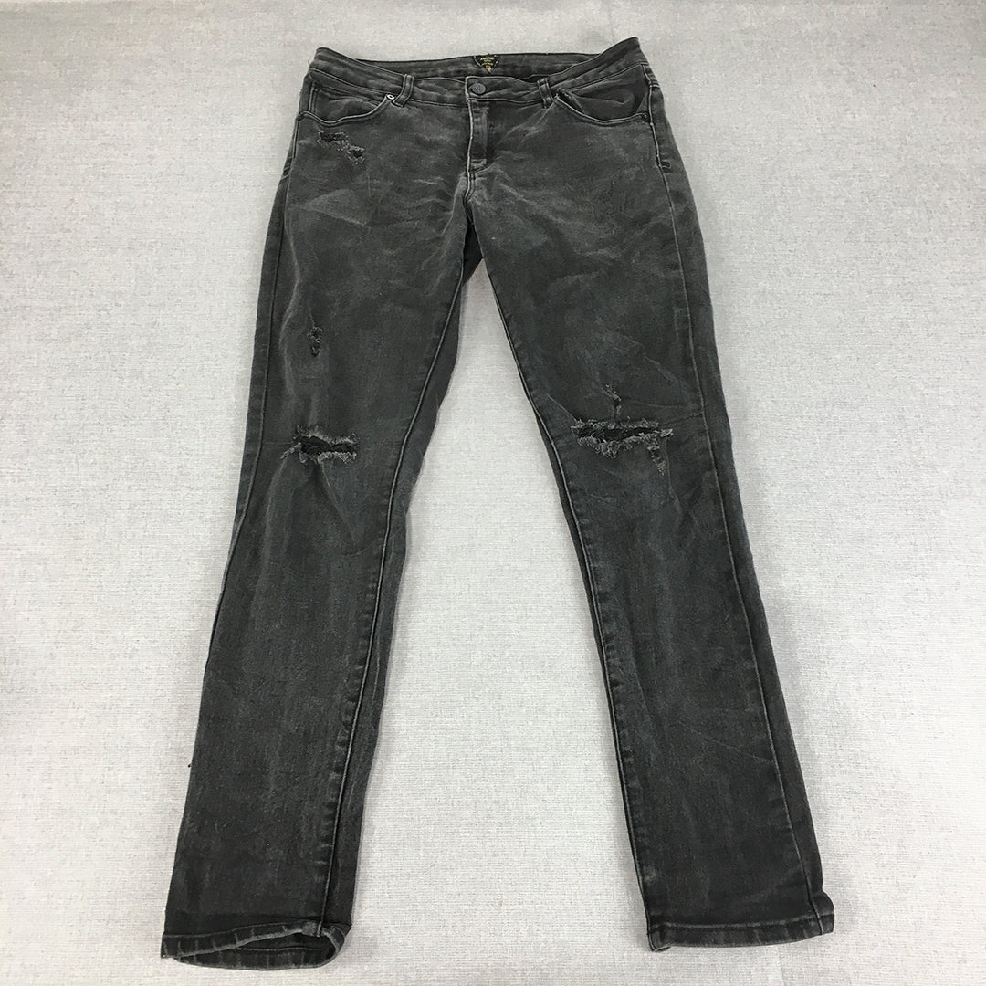 Abrand Womens Jeans Size 8 Black Skinny Boyfriend Distressed Denim