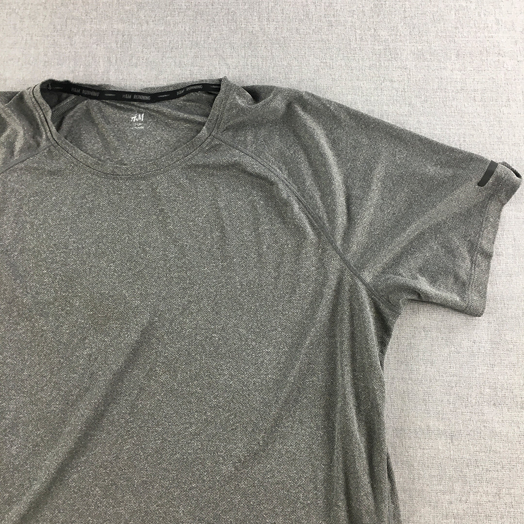 H&M Sport Mens T-Shirt Size XL Grey Short Sleeve Athletic