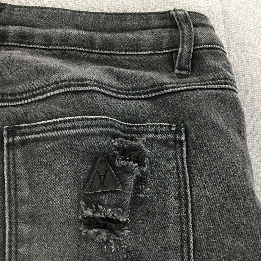 Abrand Womens Jeans Size 8 Black Skinny Boyfriend Distressed Denim