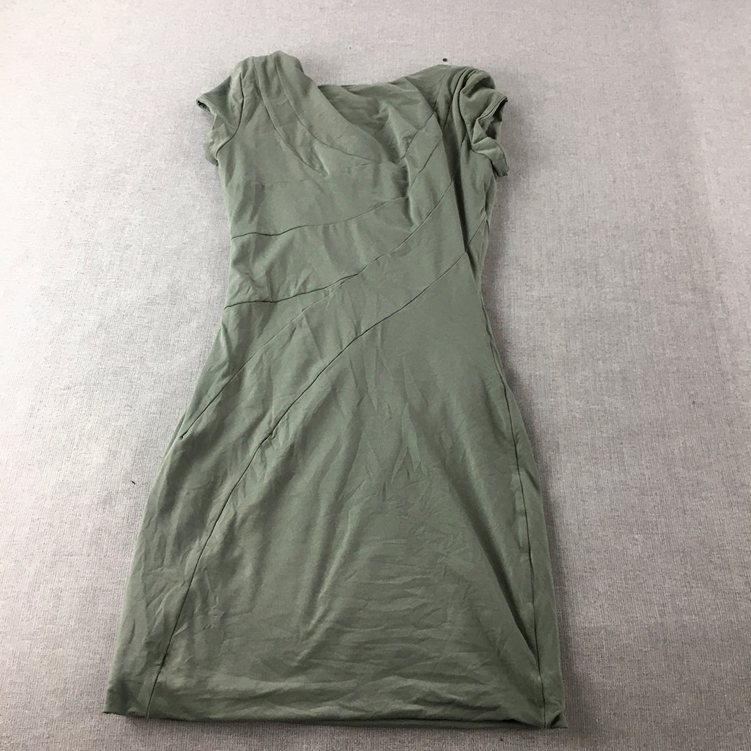 Kookai Womens Mini Dress Size 1 Green Stretch Bodycon Short Sleeve