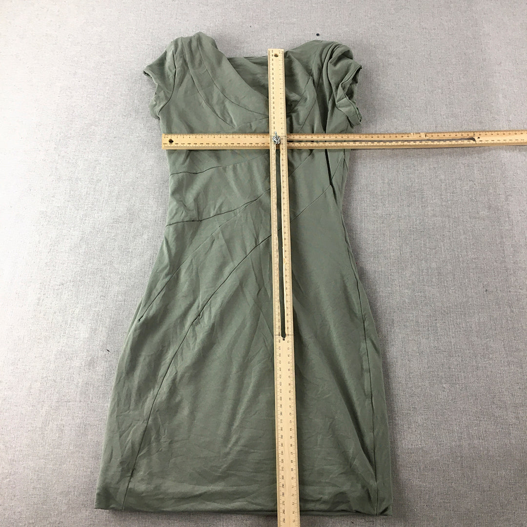 Kookai Womens Mini Dress Size 1 Green Stretch Bodycon Short Sleeve