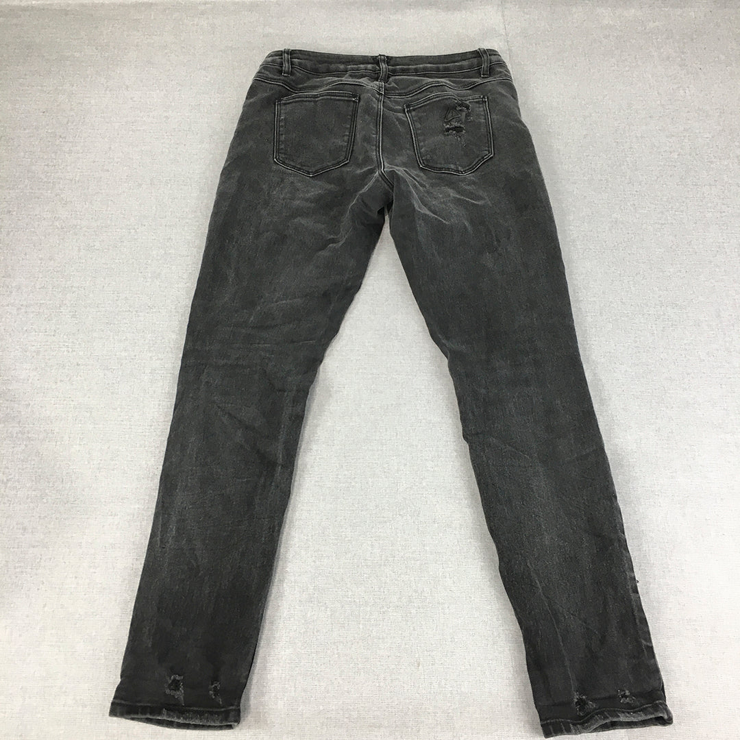 Abrand Womens Jeans Size 8 Black Skinny Boyfriend Distressed Denim