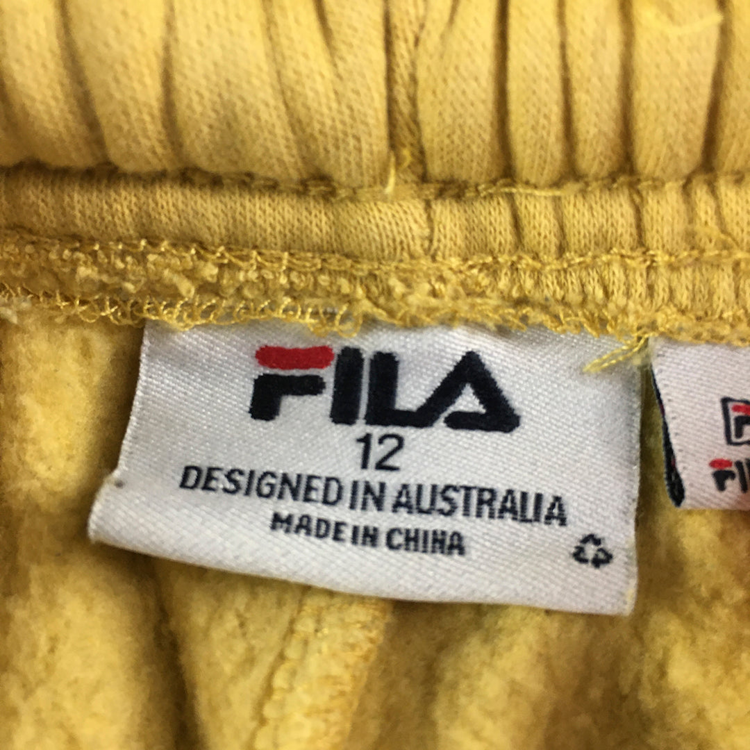 FILA Kids Boys Tracksuit Pants Size 12 Yellow Logo Pockets Drawstring Jogger