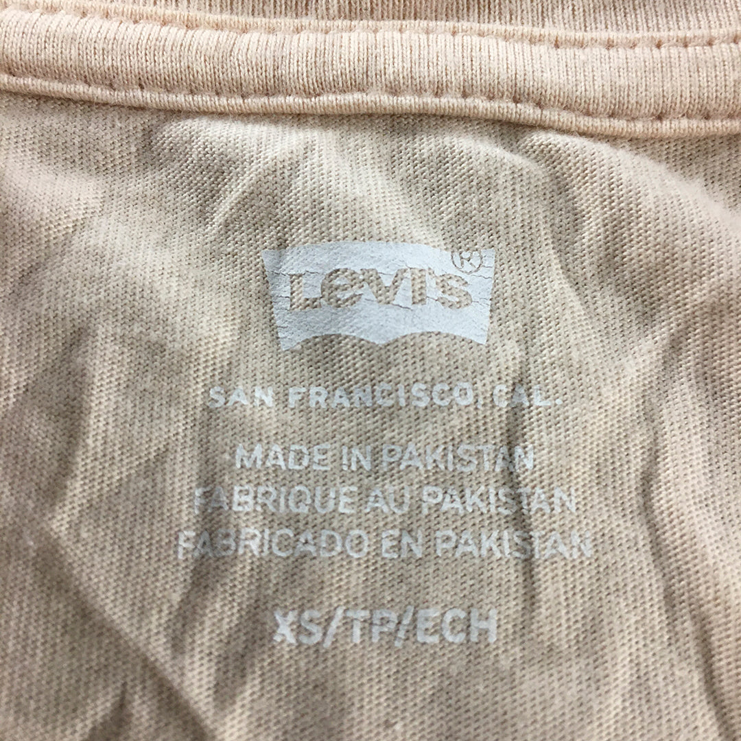 Levi's Womens T-Shirt Size XS Cream Beige Logo Short Sleeve Top