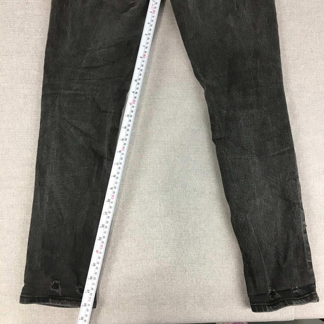 Abrand Womens Jeans Size 8 Black Skinny Boyfriend Distressed Denim