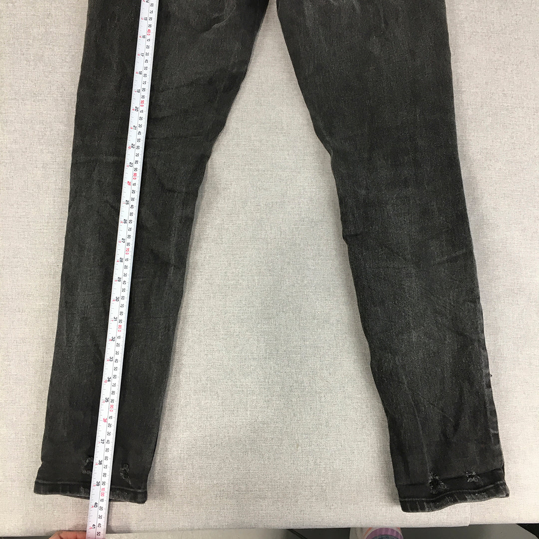 Abrand Womens Jeans Size 8 Black Skinny Boyfriend Distressed Denim