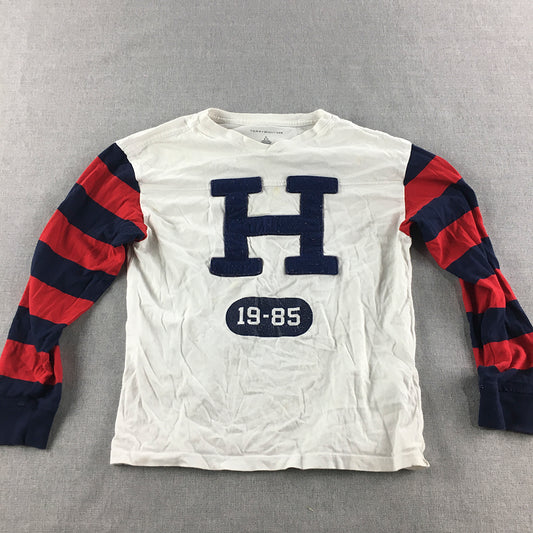 Tommy Hilfiger Kids Boys Shirt Youth Size M (8 - 10) White Big Logo Pullover Top