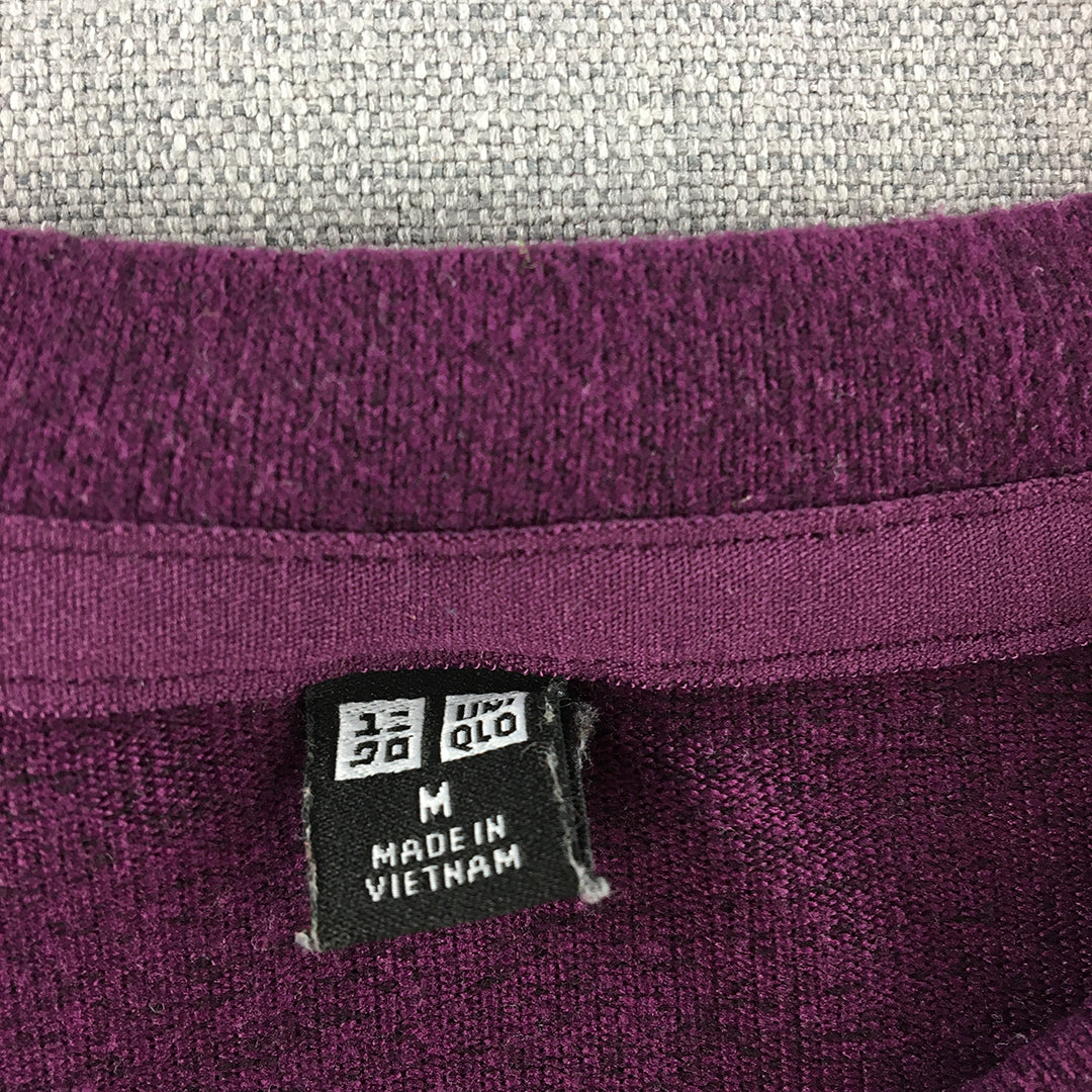 Uniqlo Womens Knit Sweater Size M Purple Crew Neck Pullover Jumper